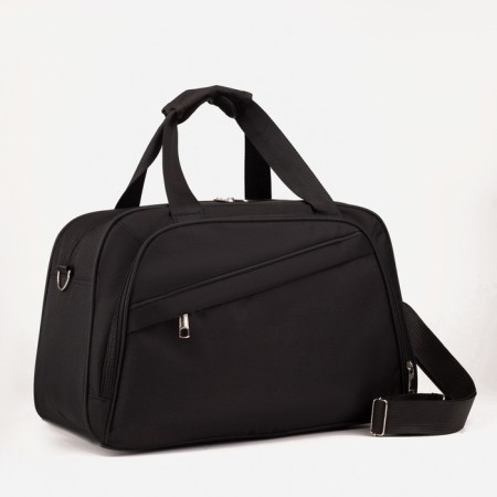 Road bag on lightning, 2 outer pockets, a suitcase holder, a long belt, black color