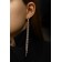 Hanging earrings with rhinestones "drops" three threads, white color in gold, 14 cm