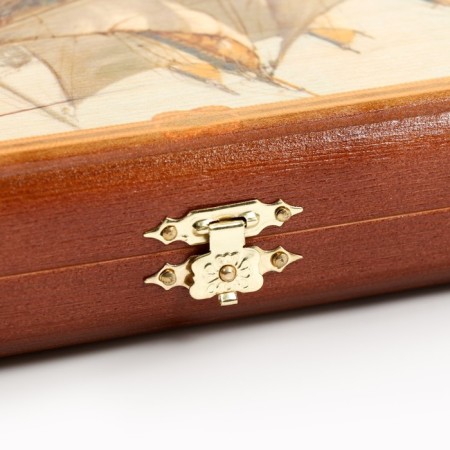 Wooden backgammon with skeletons "sea", board game, 40 x 40 cm-5