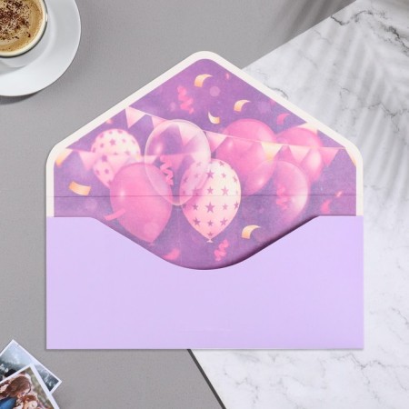 Money envelope "Universal" velvet, balls, purple background, 19x9.3 cm-3