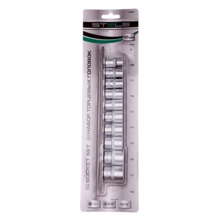 Set of end heads Stels 13601, 3/8 ", hexagonal, CRV, 8-19 mm, 10 pcs.-3
