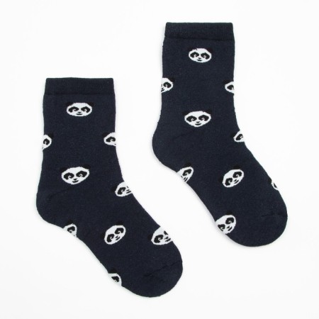 Women's terry socks "Panda", dark blue color, size 23-25-1