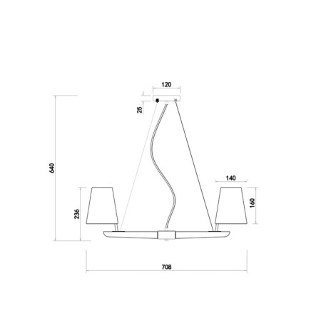 Suspended lamp 40W, 6HE14, 23,6x70.8 cm, white-1