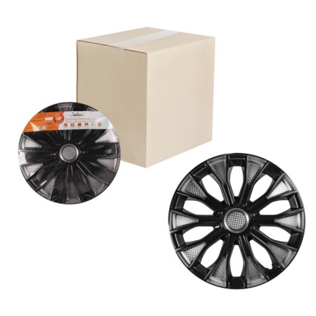 Wheel caps 16 "Voltek T", silver/black, carbon, set. 2 pcs