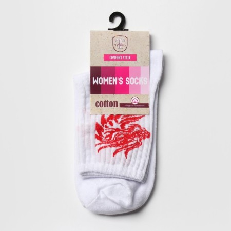 Socks "Dragon", white/red color, size 25-2