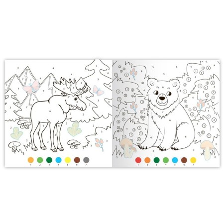 A set of coloring on numbers with stickers "Animals", 2 pcs. 16 p.-3