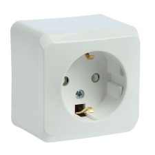 Розетка SE "Этюд", 16 А, 250 В, накладная, с з/к, шторки, IP20, белая, PA16-004B