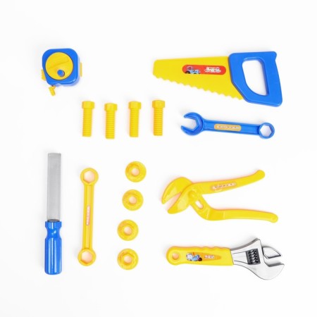 Game set of tools, blue tractor, 16 items