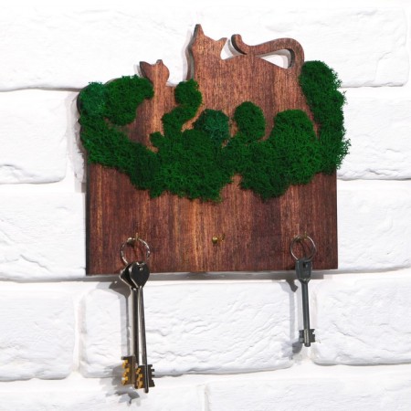 The keywood is wall -mounted with moss "cat".-1