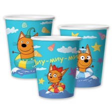 A glass of paper “Three cats: sea adventures”, in a set of 6 pcs., 250 ml