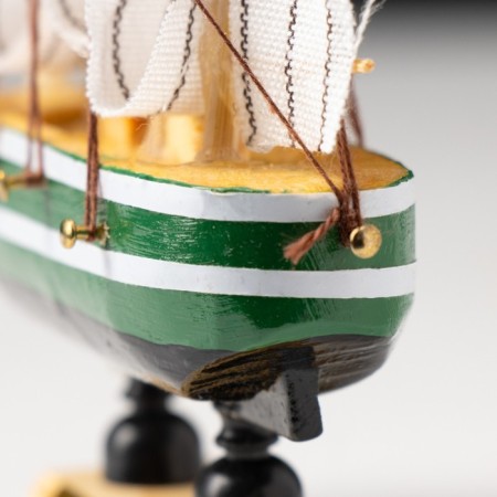 Souvenir Small Small Small Shipimore, Boys green with a white strip, white sails, 3 × 10 × 10 cm-2