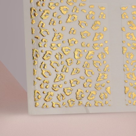 Leopard nail stickers, foil, golden color-2