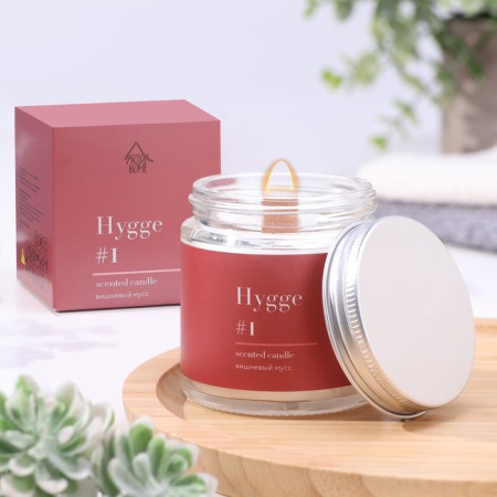 Aromatic candle "Hygge" #1 cherry mousse, soy wax, in a bank, 90 g-6