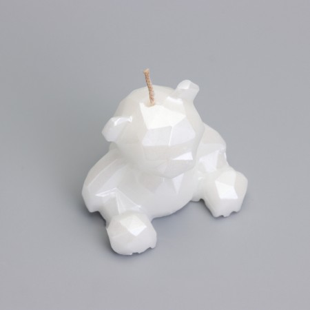 Candle decorative bear-border 7cm, pearl-4