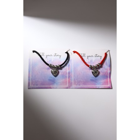 Bracelets "Demetrons" heart, black-red color, l = 18cm-4