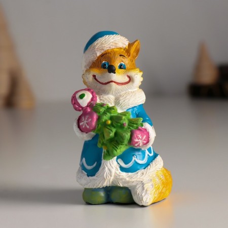 Souvenir Polystone "The Fox of the Snow Maiden with a Christmas tree" 4.5x4.5x8.5 cm