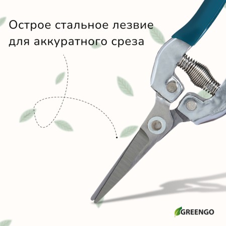 Garden scissors, 7 "(18 cm), with metal pens, rubberized handle, Greengo-5