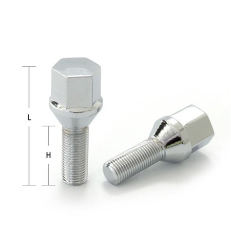 Bolt 12 x 1.5 mm, length 56/31, turnkey 17 mm, cone, chrome, set 20 pcs