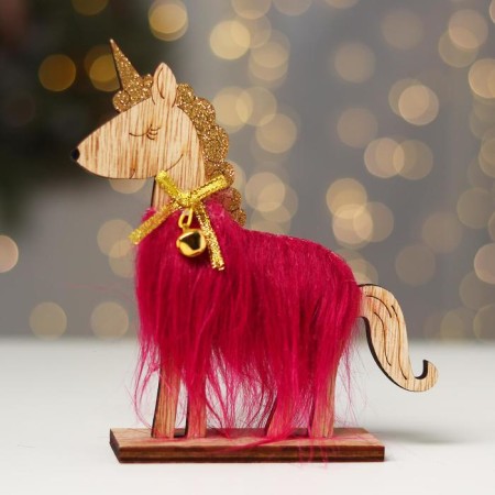 New Year's decor "Unicorn with a bell" 14 × 4 × 16 cm, fuchsia-1