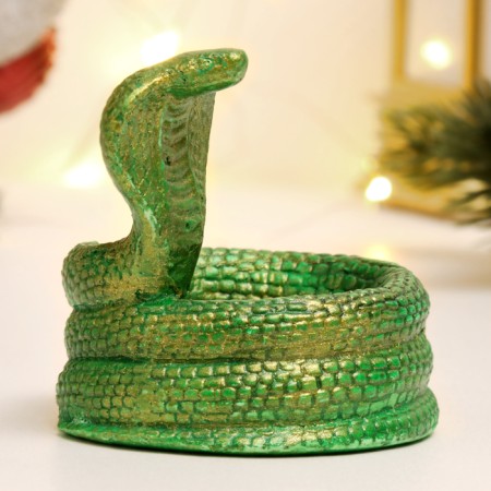 Snowstick "Snake of Cobra" Green with gilding, 8x5cm-1