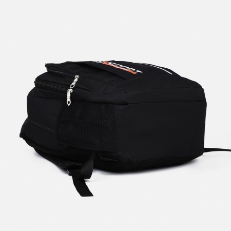 Male backpack on a zipper, 2 parts with a zipper, 5 external pockets, black color-2