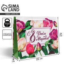 Gift Laminated Horizontal Package, packaging, “Happy March 8”, ML 25 x 21 x 8 cm