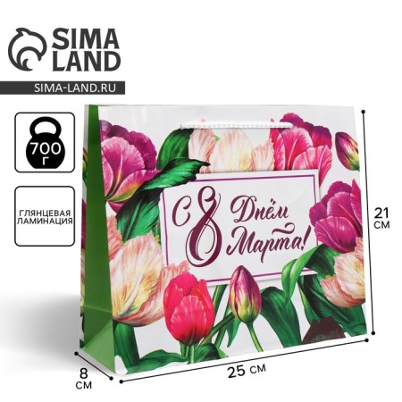 Gift Laminated Horizontal Package, packaging, “Happy March 8”, ML 25 x 21 x 8 cm
