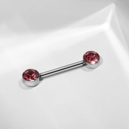 Piercing for the chest "bar", pink color in silver