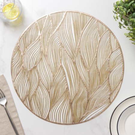 Serving napkin on the table "Waves", d = 38 cm, gold color-4
