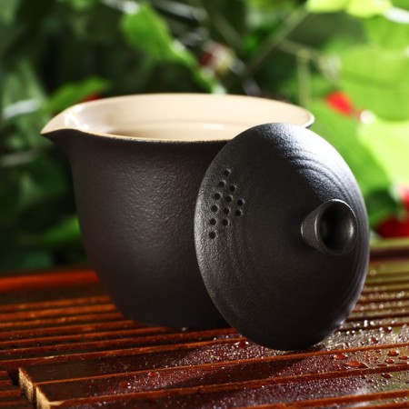 A set for the tea ceremony ceramic "atmosphere", 6 items: a kettle 250 ml, 3 Piala 50 ml, a rag, bag, brown color-2