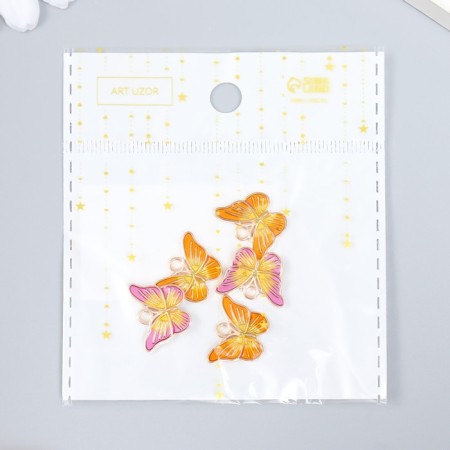 Decor for creativity metal, enamel "Summer butterfly" gold mix 2.3x1.8 cm-3