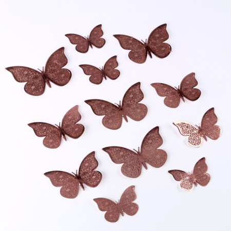 Set for decorating "butterflies" with patterns, set 12 pcs, color pink gold-1