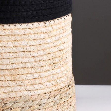 Storage basket "Peru", with handles, 29 x 29 x 25 cm, natural, black-3