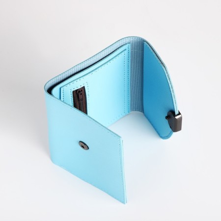 Women's wallet on the button, blue color-3