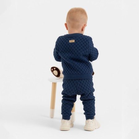 Pants Children's Knitted Minaku, blue color, height 80-86 cm-3