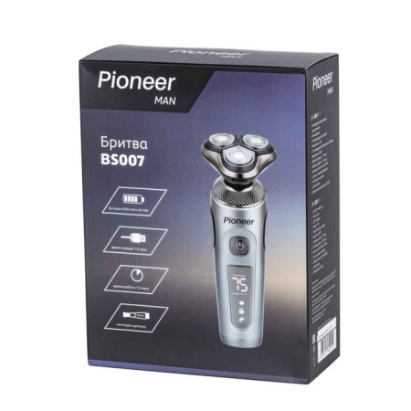 Electric blower Pioneer BS007, 3 W, 3 heads, USB, battery, silver-13