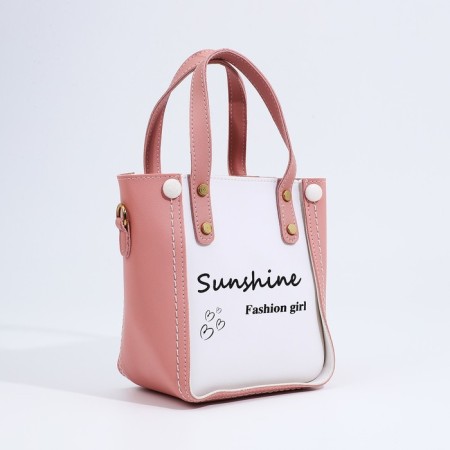 Bag Female Tout with zipper, pink color-3