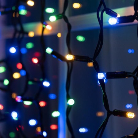 Garland "Curtain" 2 x 1.5 m, IP65, UMS, dark rubber thread, 360 LED, glow of multi, 220 V-2