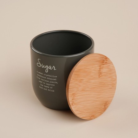 Sugar Bank SL Home, 12 × 12 cm, gray color, with a bamboo lid-4