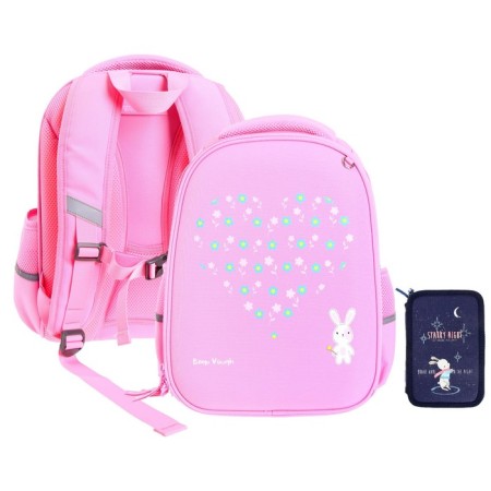 Frame backpack 38 x 30 x 20 cm, + pencil case, Bruno visconti "marshmallows"