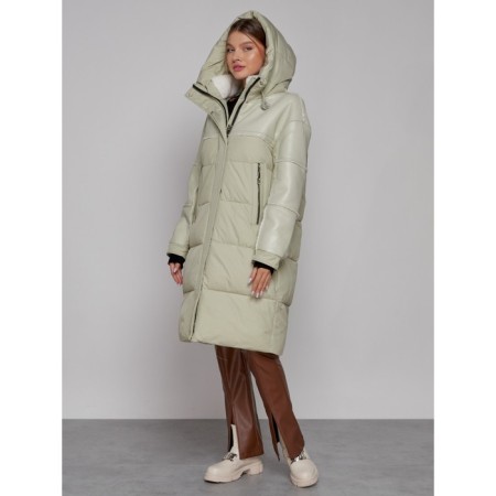 Coat insulated winter female, size 50, color light green-6