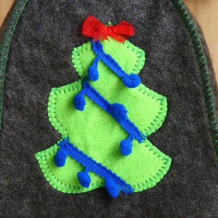 Hat for the bath "New Year's spruce and blue beads", gray-1