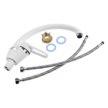 Cuisine mixer "Amur" by 3010-01 W L5014, single-leaf, nut, cartridge 40 mm, white-5
