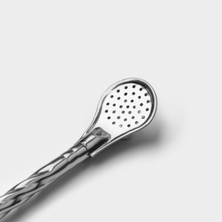 Bombilia for tea stainless steel, length 17.5 cm, silver color-1