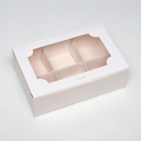 Box for 6 cakes, white, 24 x 16 x 8-1