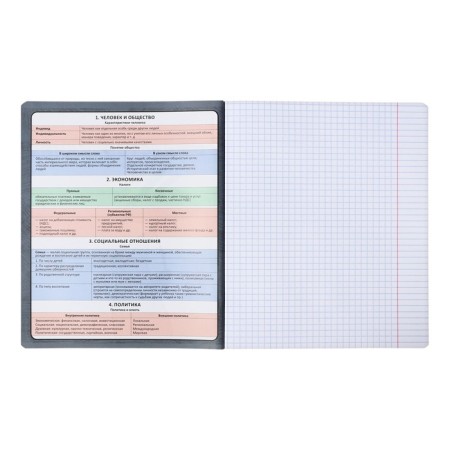 Subject notebook, 48 sheets, cage, social studies Erichkrause "Chubrik", plastic cover silk-screen cover, Blok OFSET 100%, information block-3