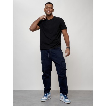 Cargo jeans men, size 52, dark blue color-9