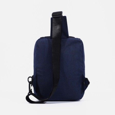 Male sling bag from textiles, with USB, blue color-3