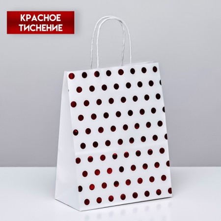 Crafts with red embossing, round handle, white, 27 x 21 x 11 cm, 120 g