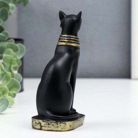 Polystone souvenir "Black Sphinx with gold ears, with patterns" 13x6.5x5 cm-3